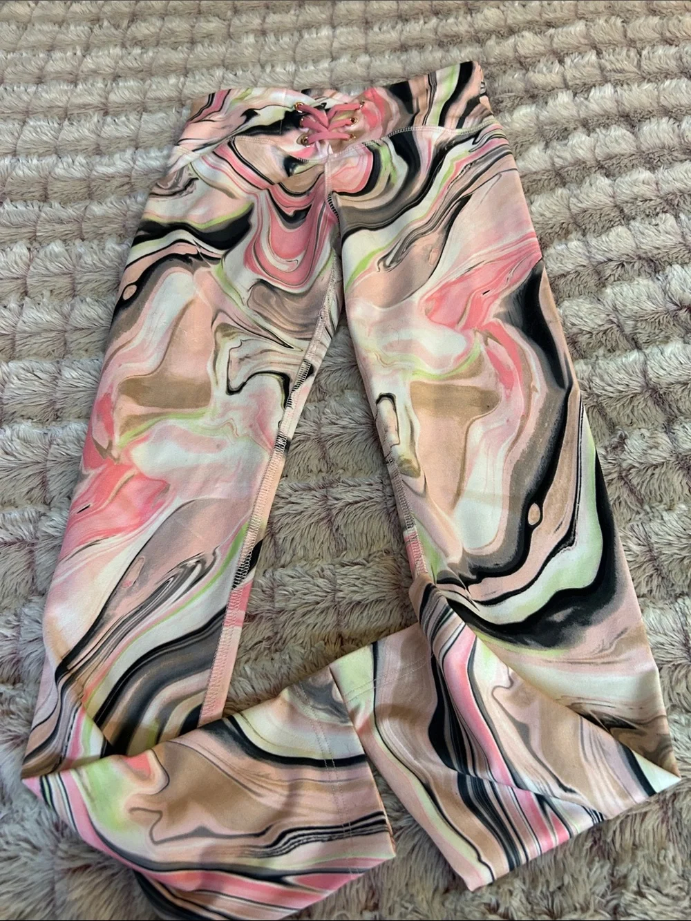 Justice Marble Print Leggings in Pink size medium